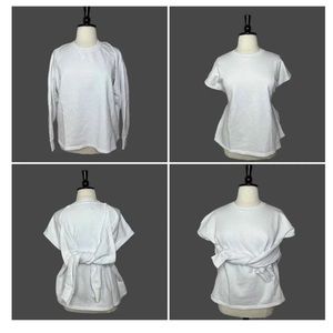 Sandrine Rose White Long Sleeve Distressed Convertible Sweatshirt Women's S NWT